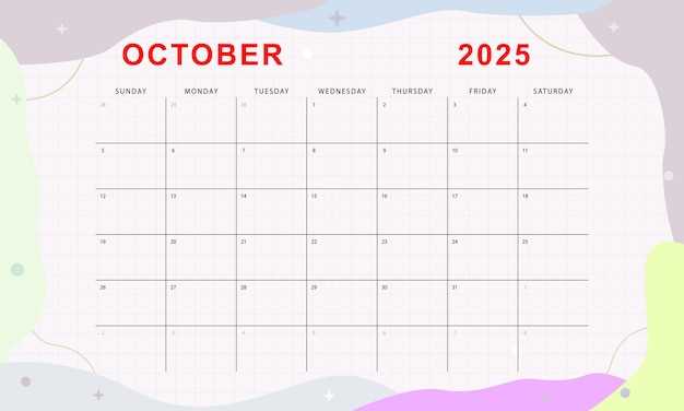 calendar october 2025 template