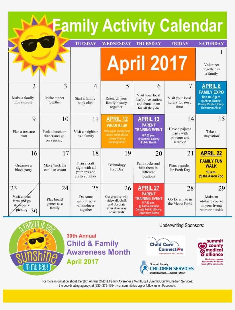 calendar of activity template