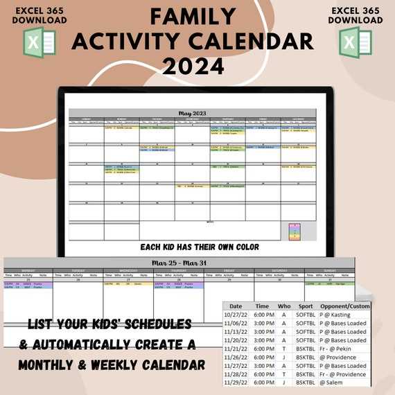 calendar of activity template