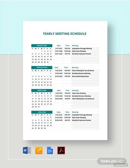 calendar of meetings template