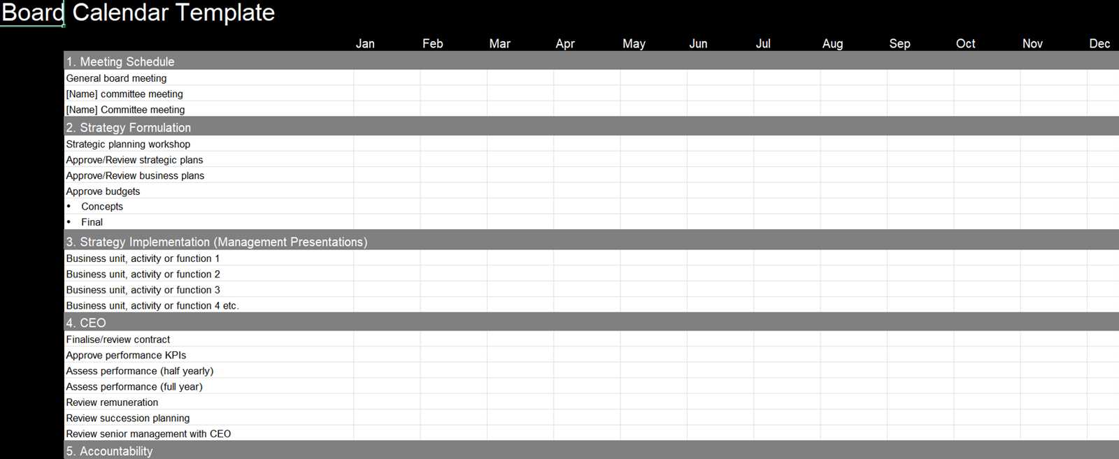 calendar of meetings template