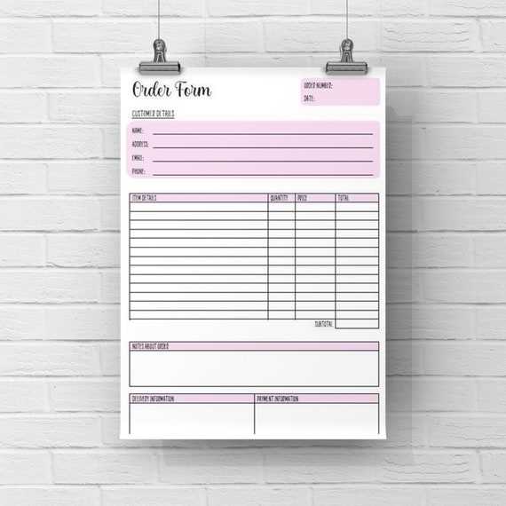 calendar order form template