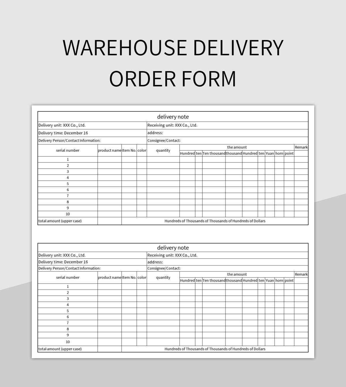 calendar order form template