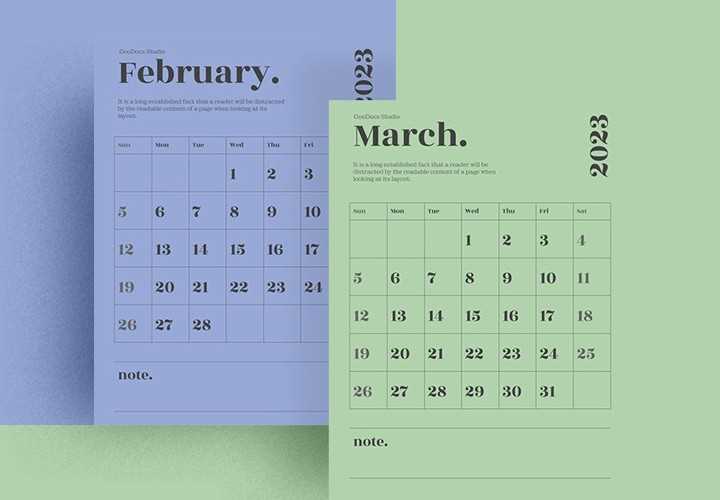 calendar pages template