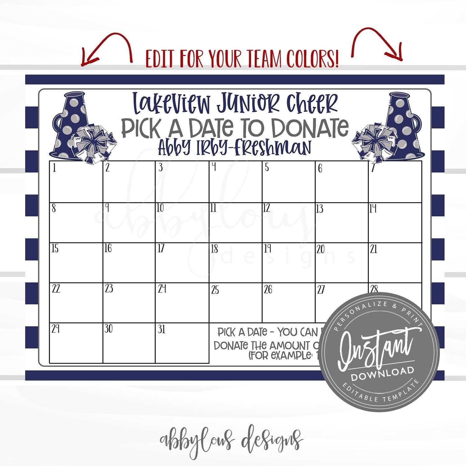 calendar raffle template free