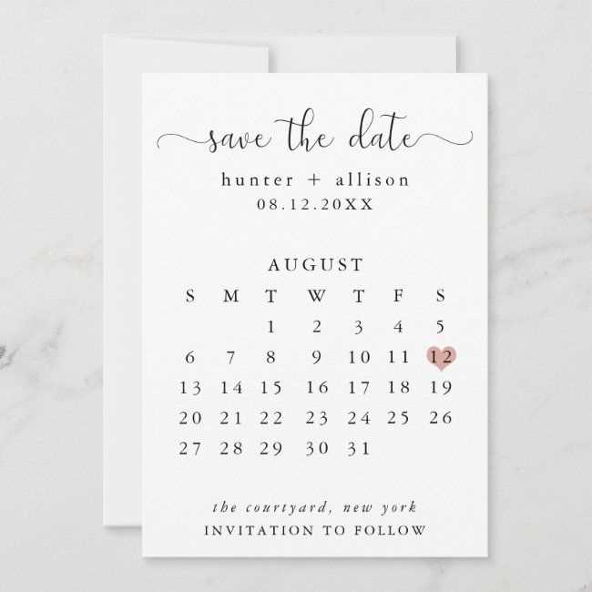 calendar save the date template