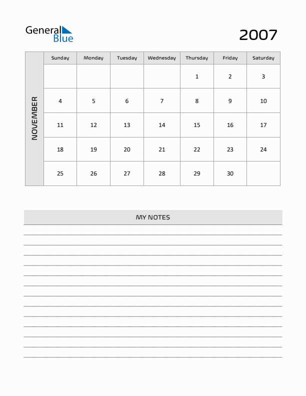 calendar template 2007