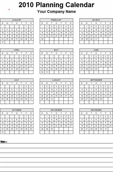 calendar template 2010