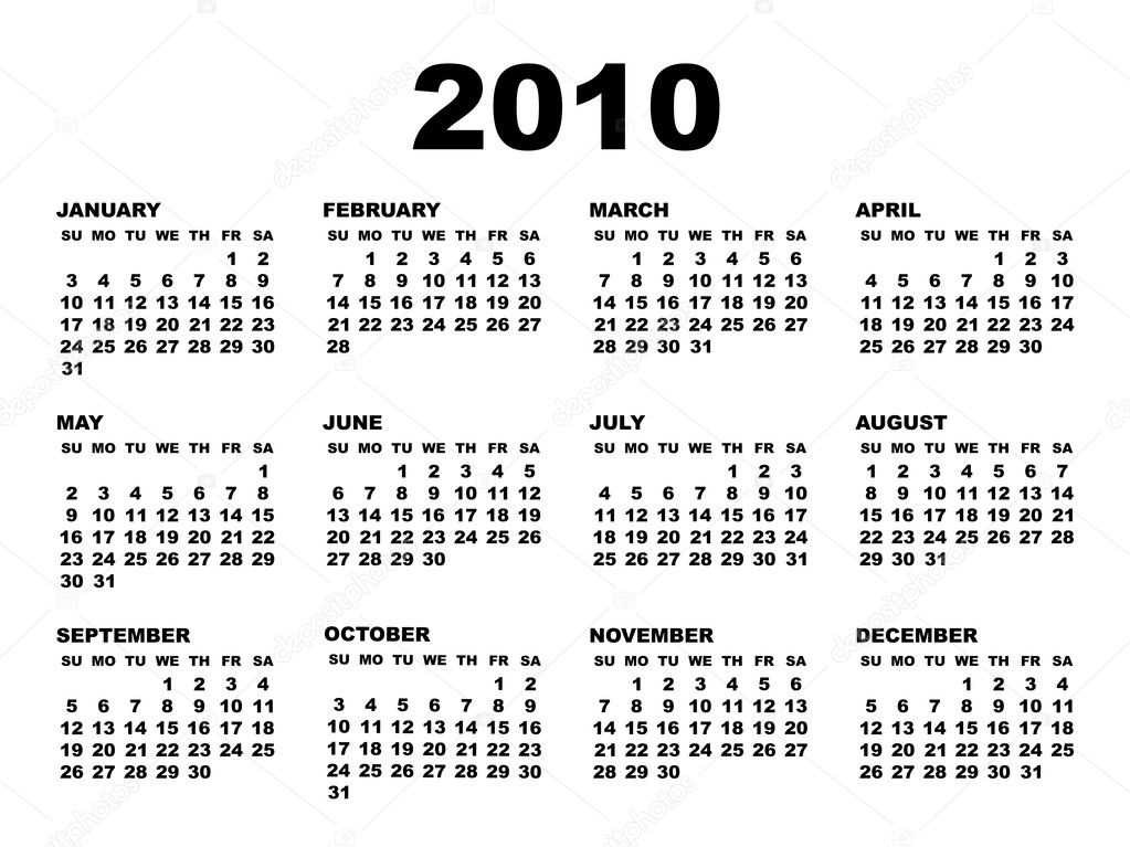 calendar template 2010