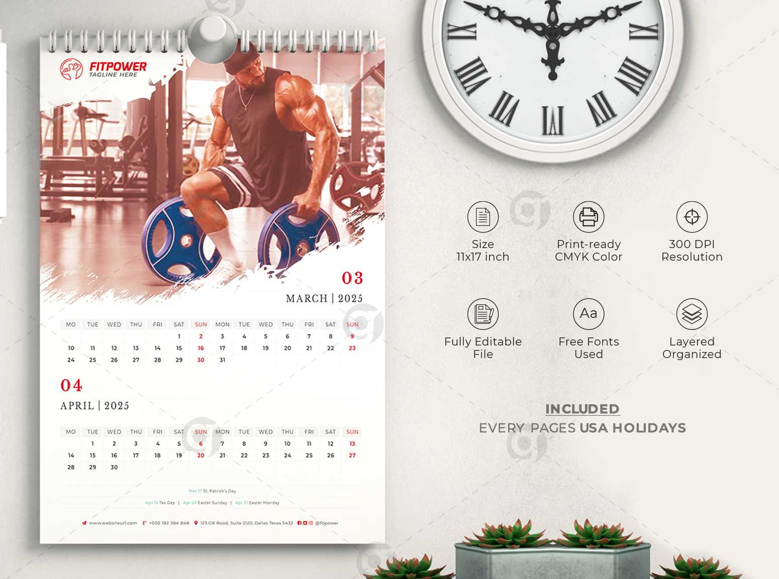 calendar template 2025 photoshop