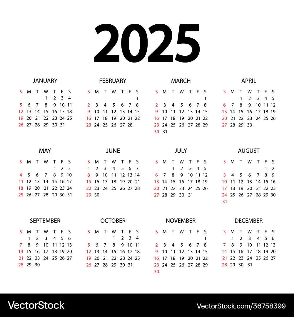 calendar template 2025 year