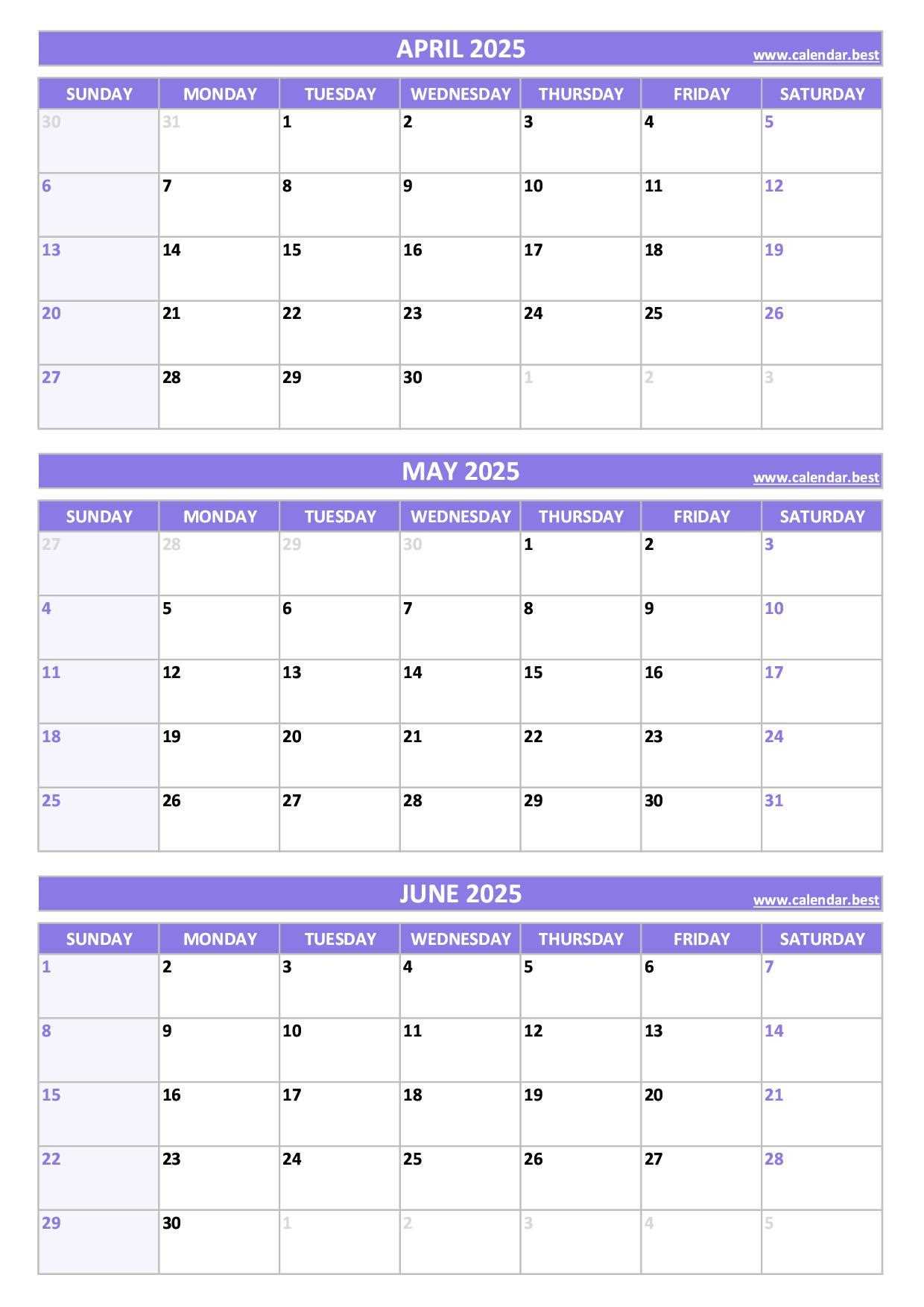 calendar template april and may 2025