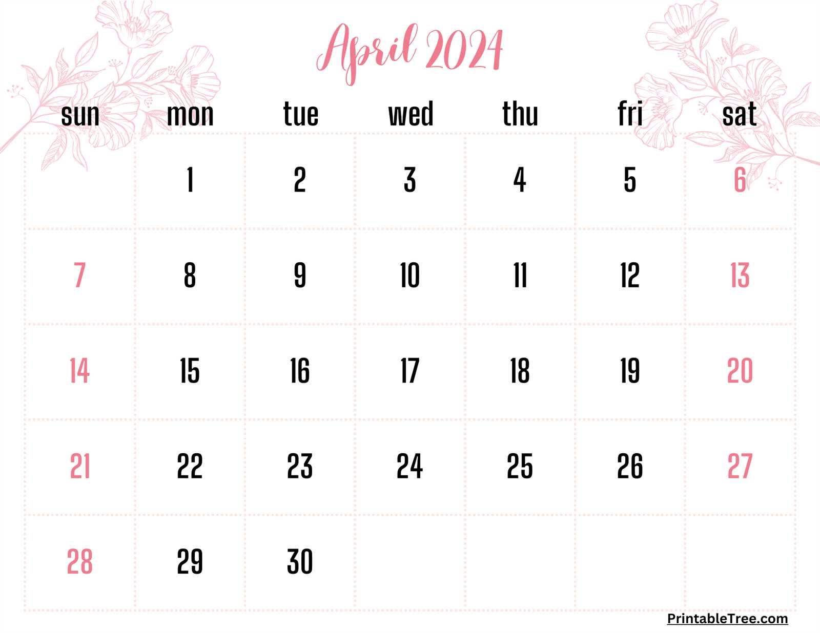 calendar template april