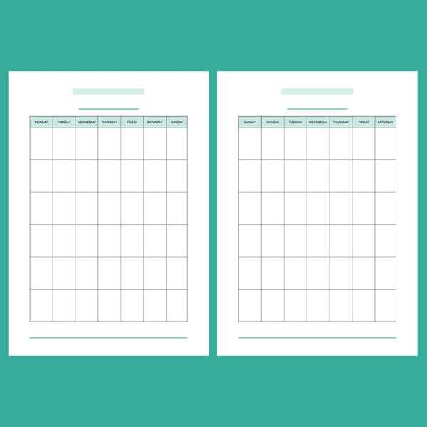 calendar template blank