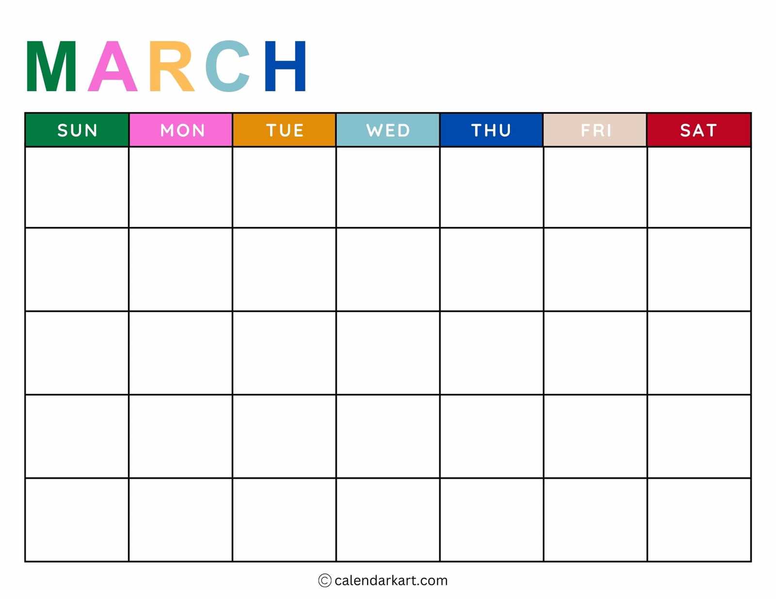 calendar template empty