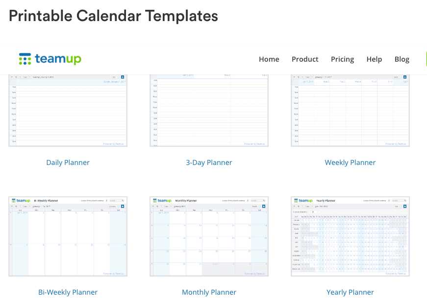 calendar template empty