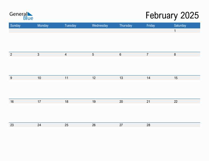 calendar template february 2025 editable