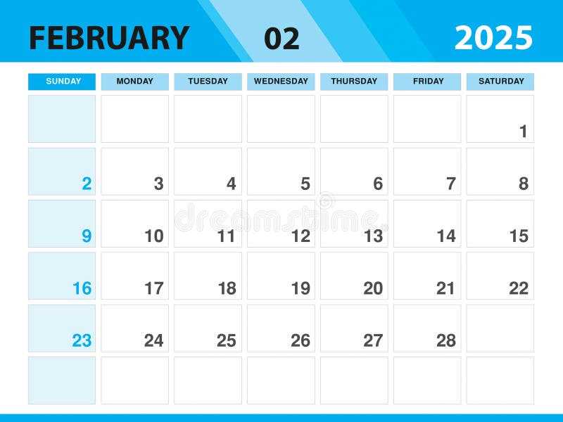 calendar template february 2025 printable