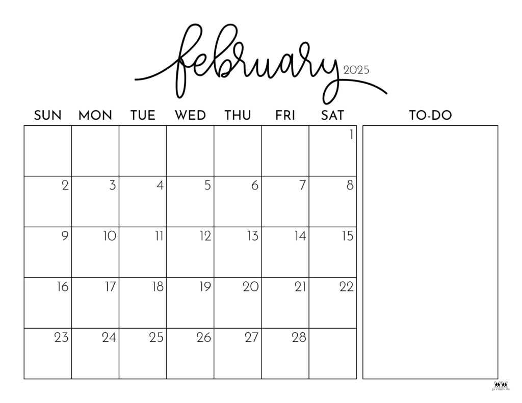 calendar template february 2025 printable