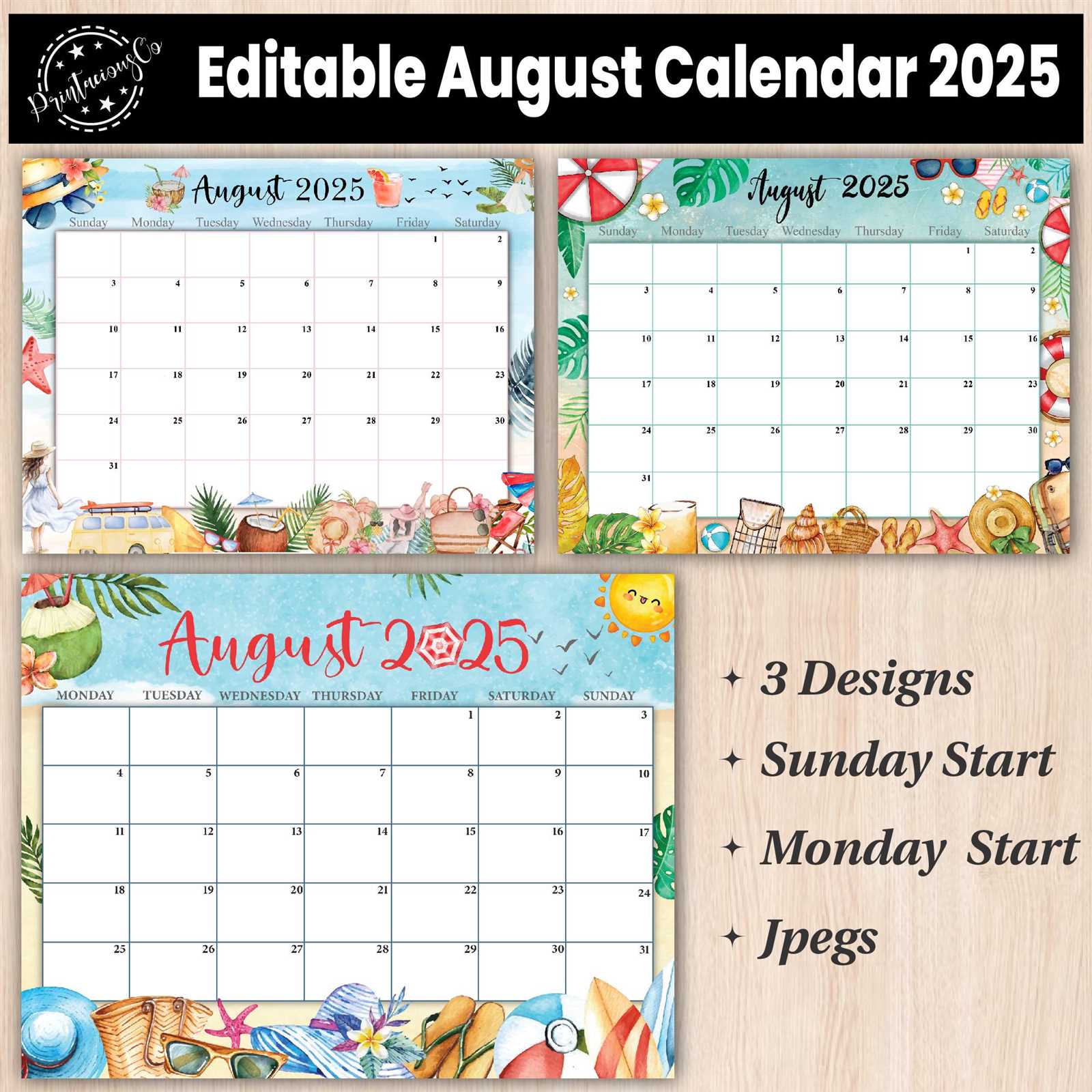 calendar template for august 2025