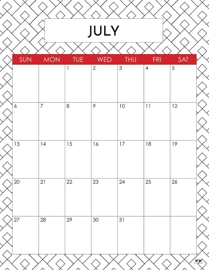 calendar template for july 2025