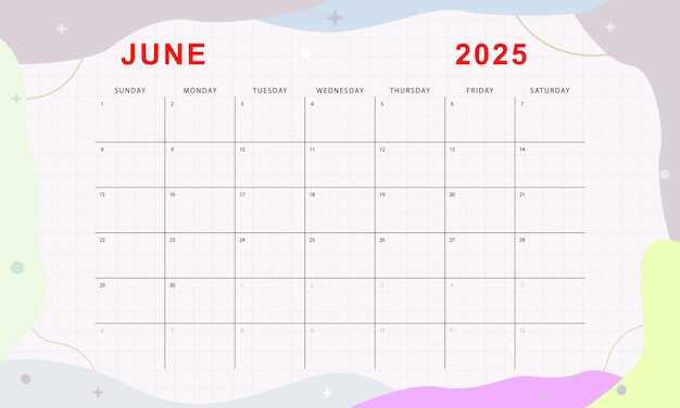 calendar template for june 2025