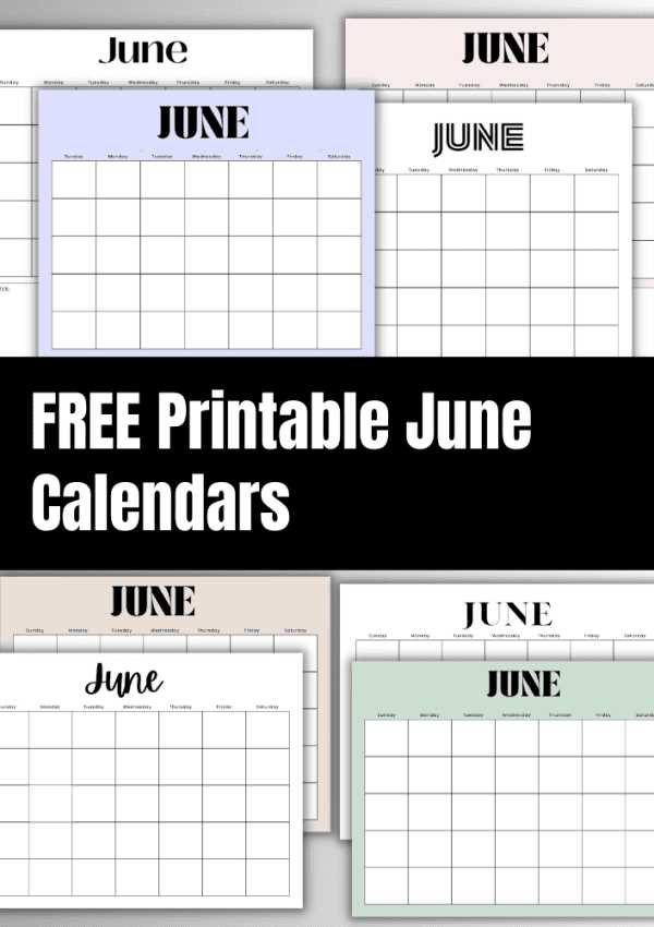 calendar template for june