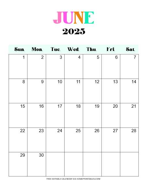 calendar template june and july 2025