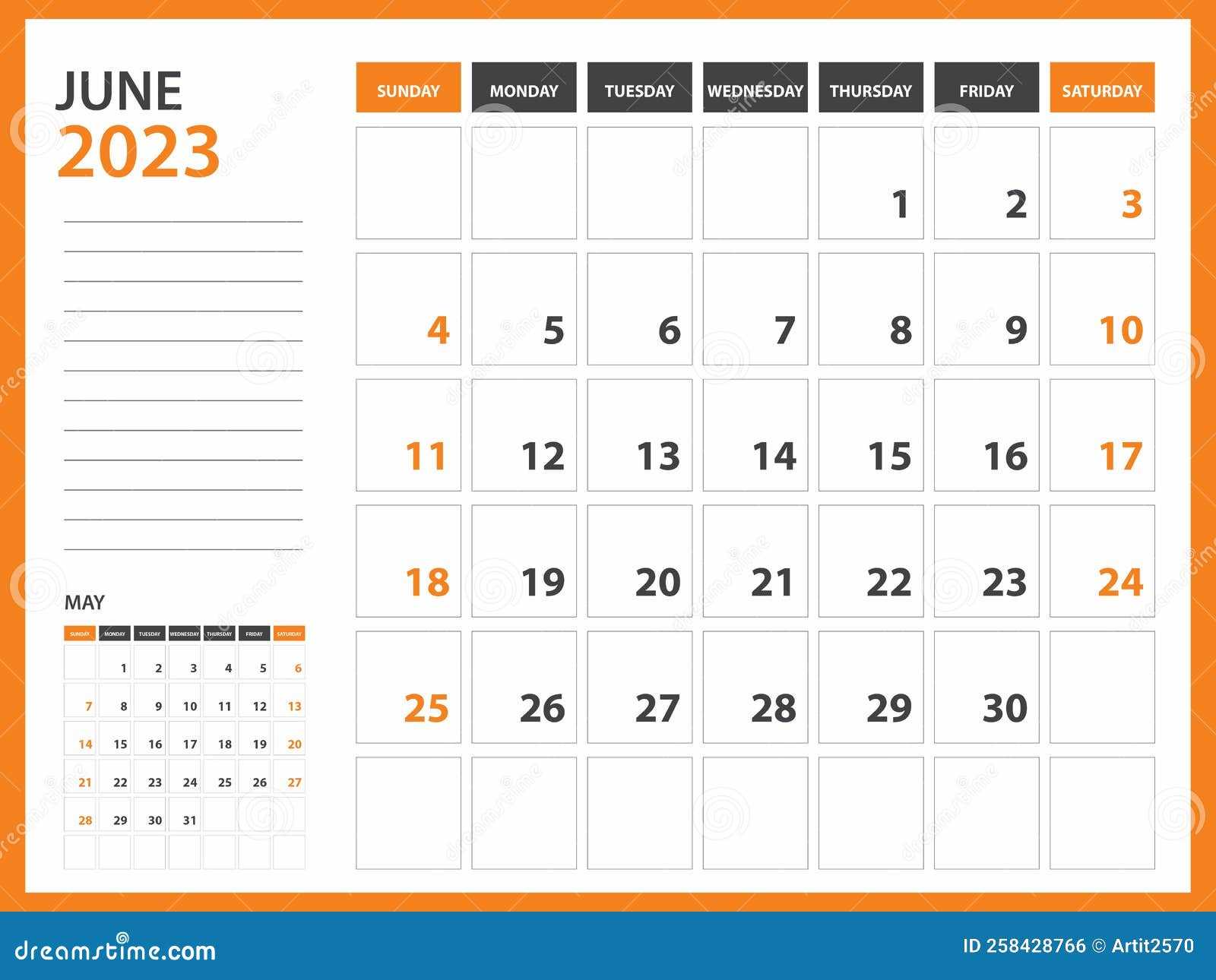 calendar template june