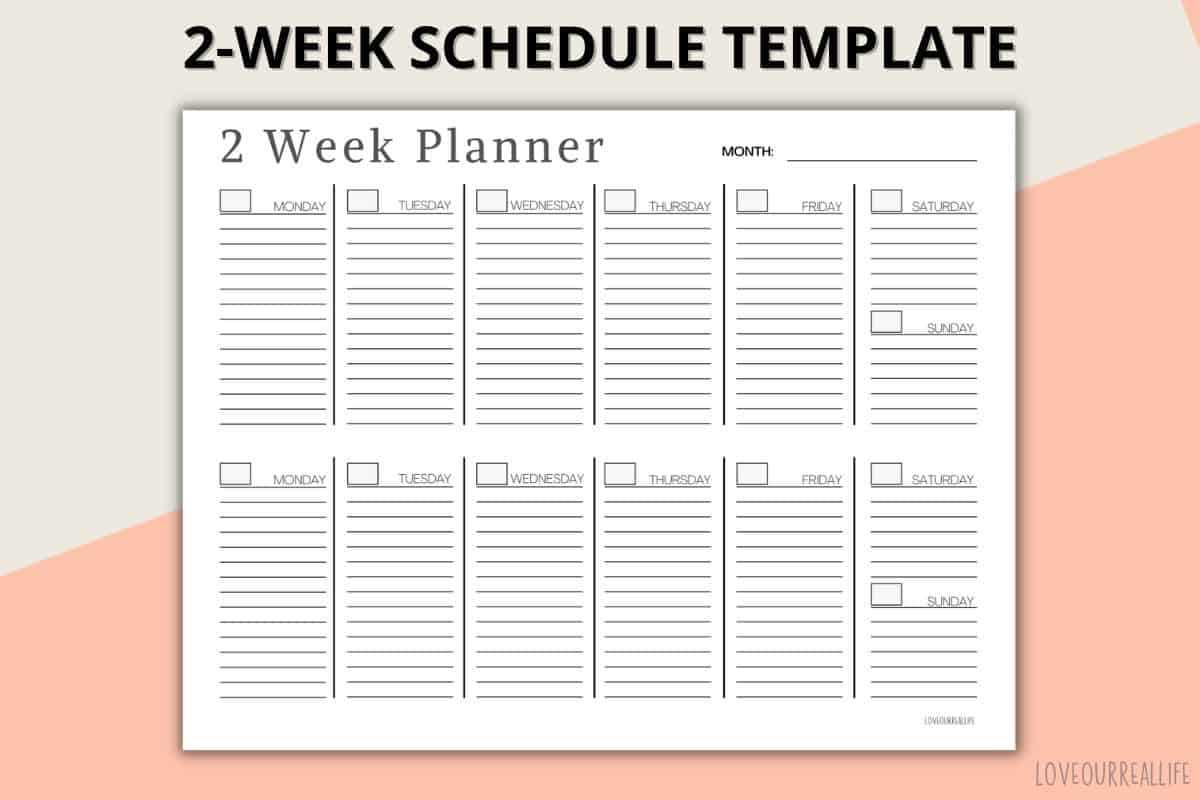 calendar template monday through friday