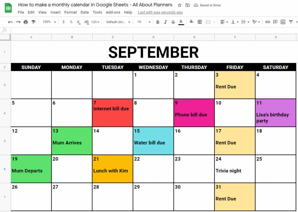 calendar template online