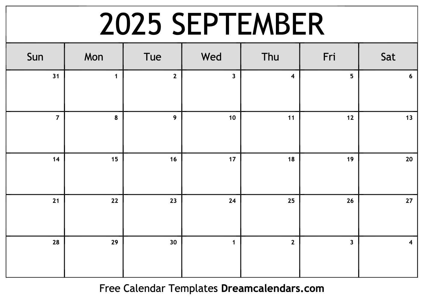 calendar template sept 2025