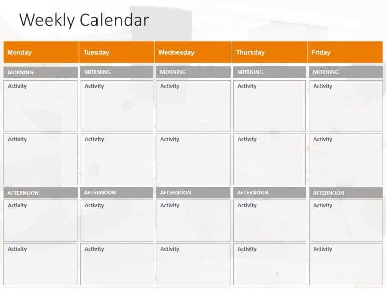 calendar template weekly