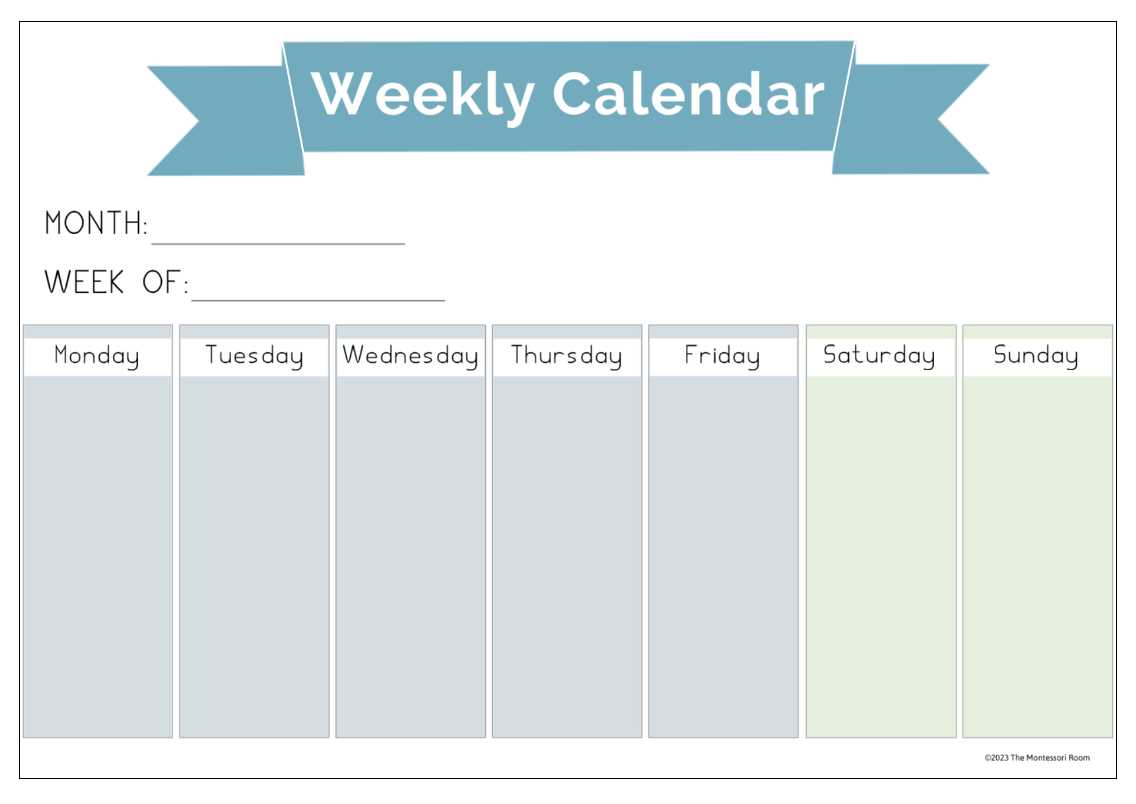 calendar template weekly