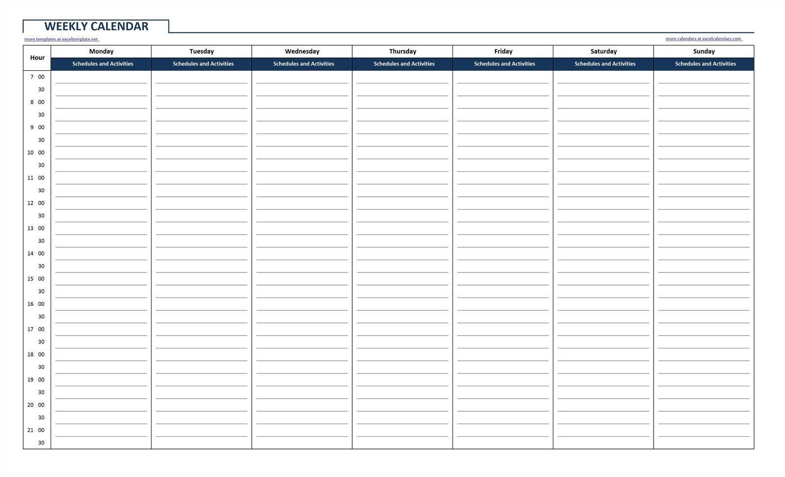 calendar template with time slots