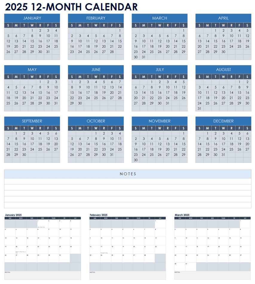 calendar template yearly