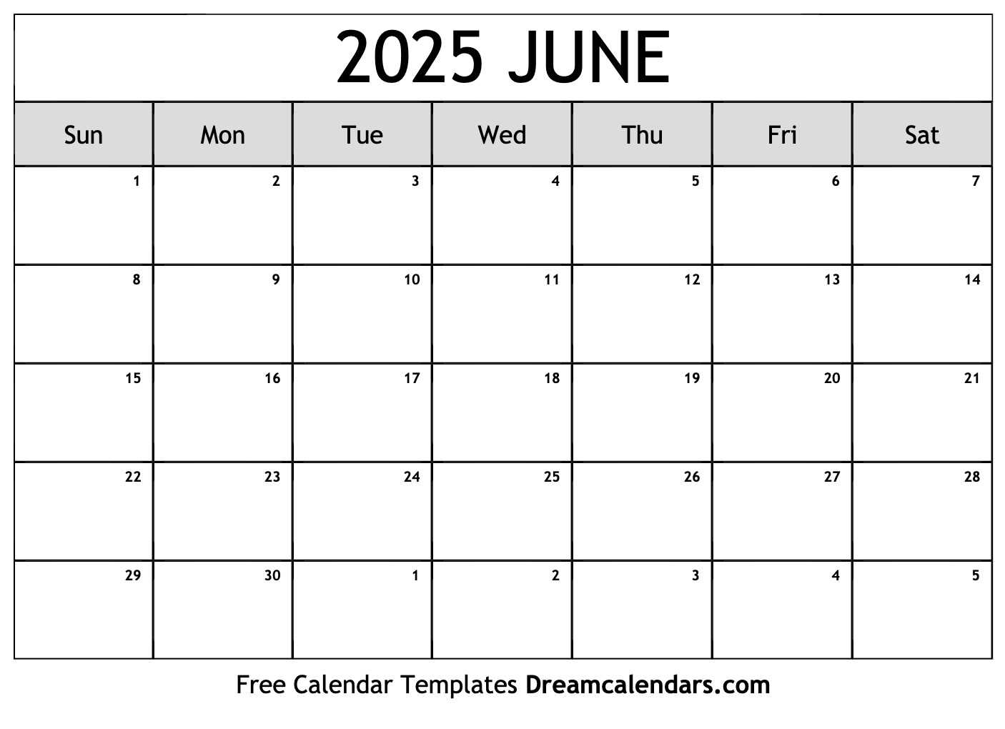 calendar templates june 2025