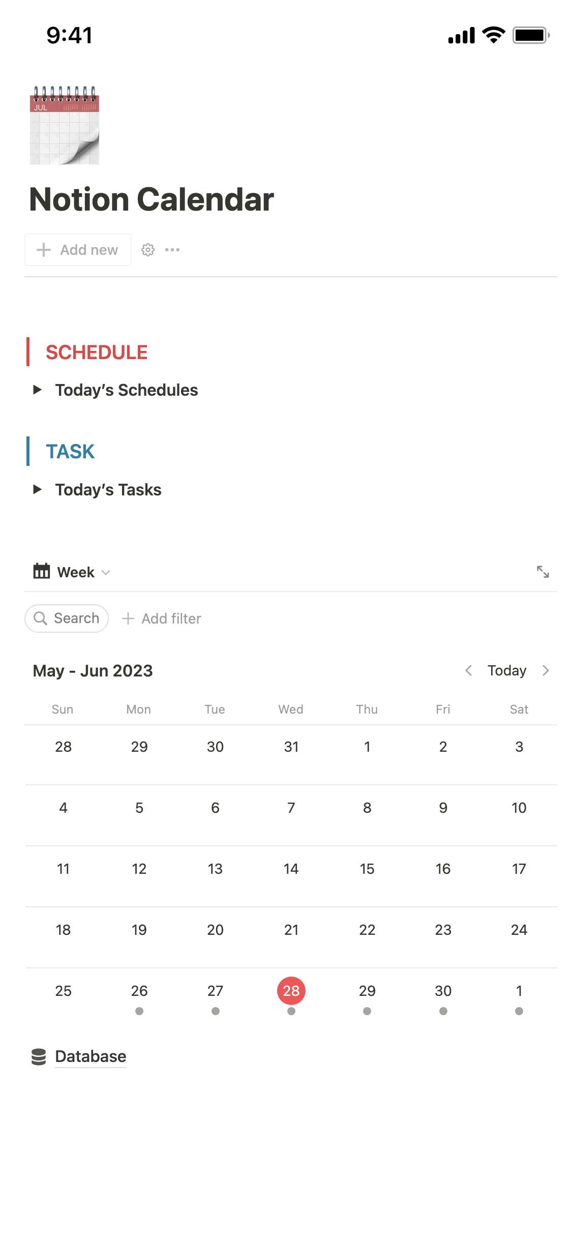 calendar templates notion