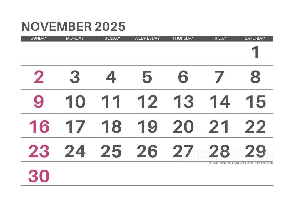 calendar templates november 2025