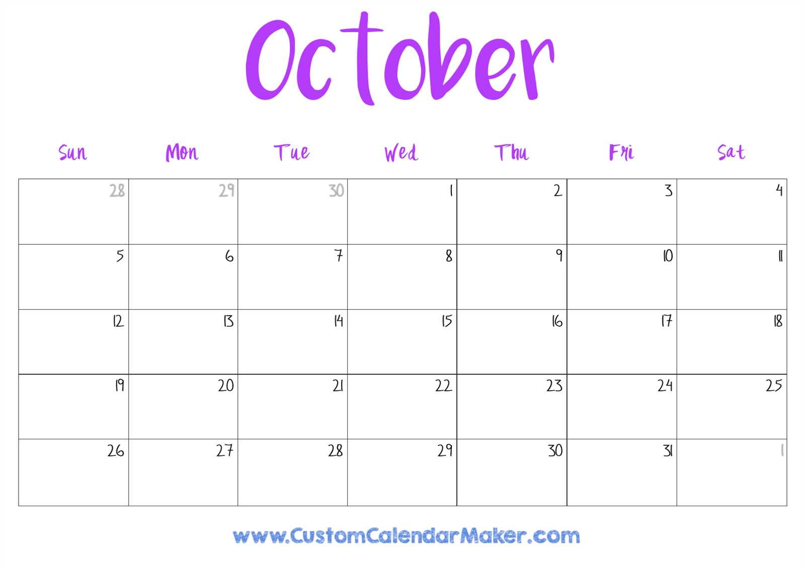 calendar templates october 2025