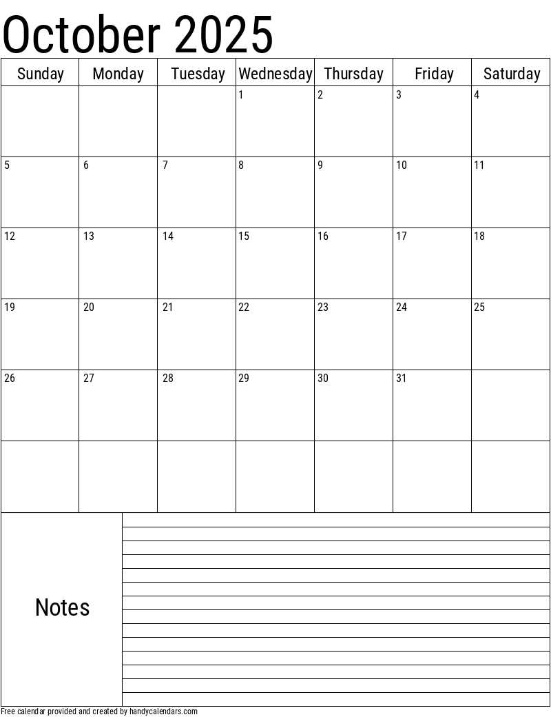 calendar templates october 2025