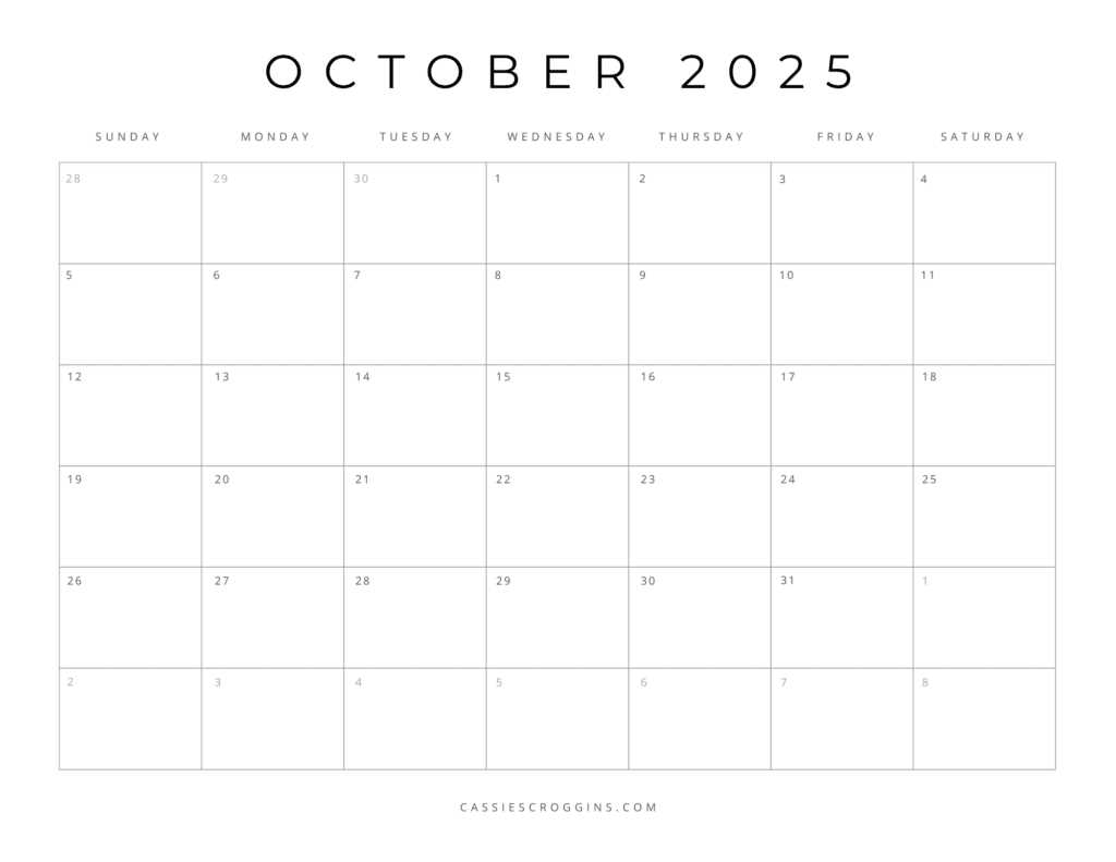 calendar templates october 2025