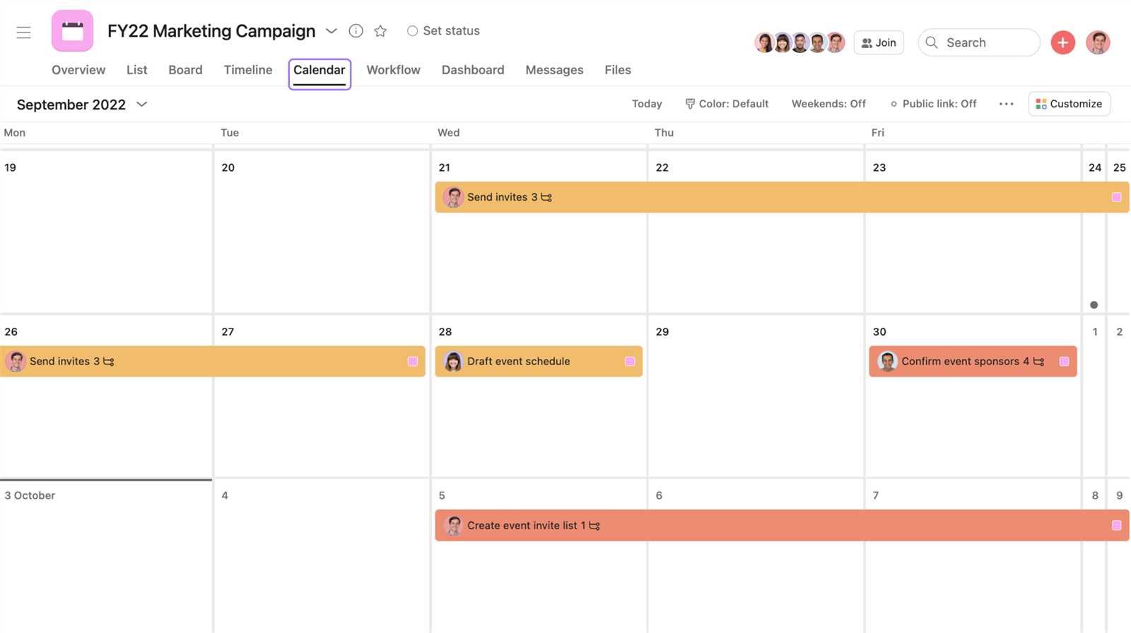 calendar view template