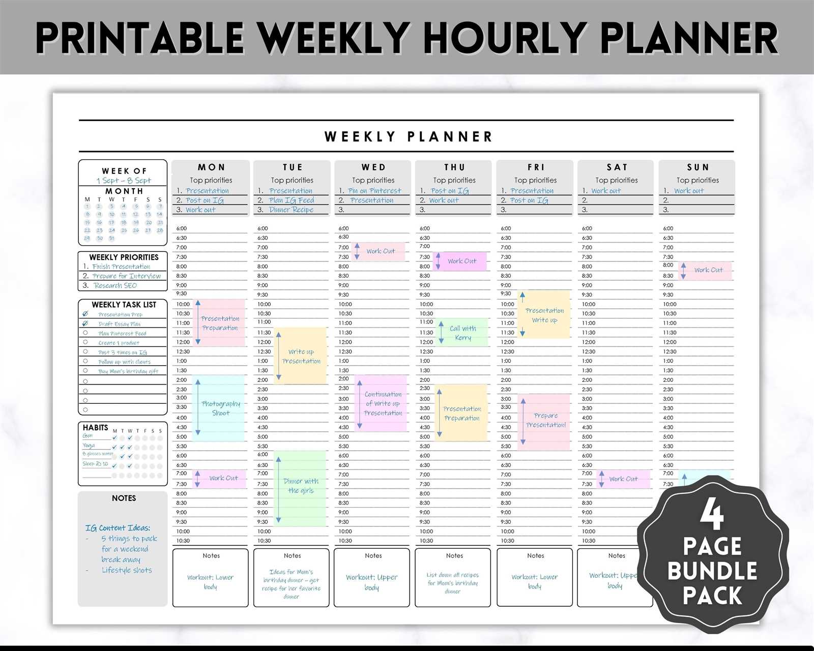 calendar weekly planner template