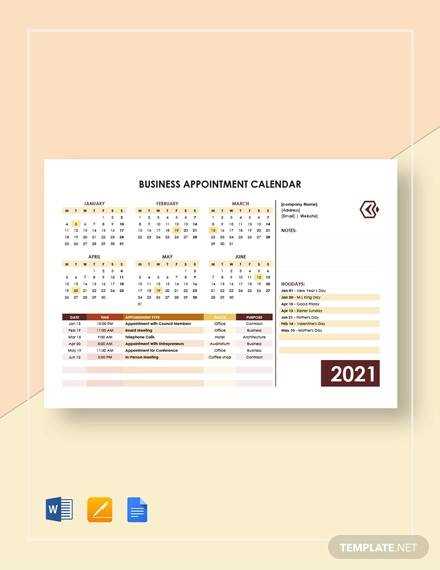 calendar with appointments template