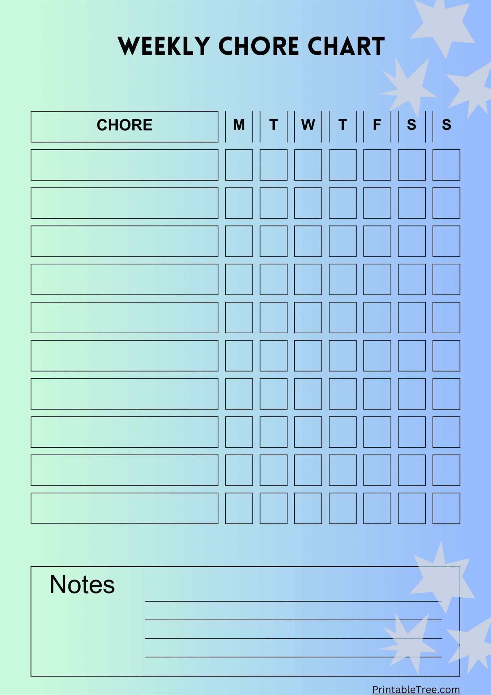 chore calendar template monthly