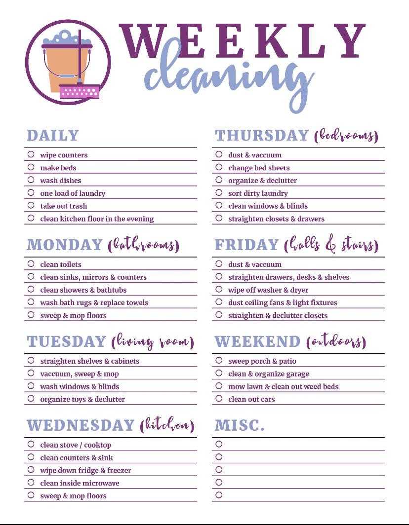 chore calendar template monthly