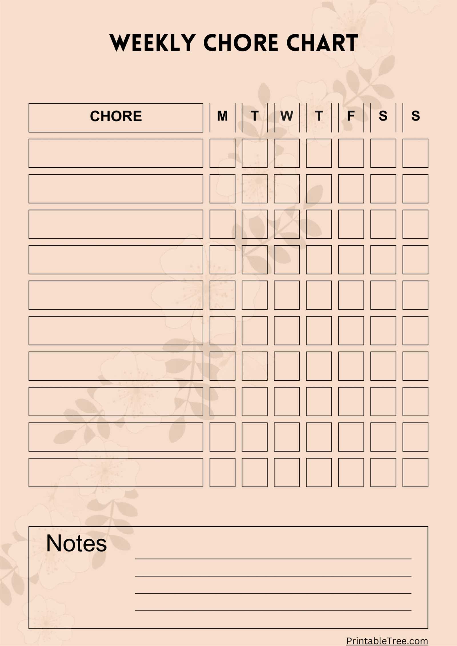 chore calendar template monthly