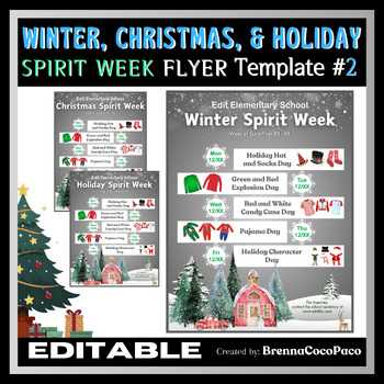 christmas spirit week calendar template