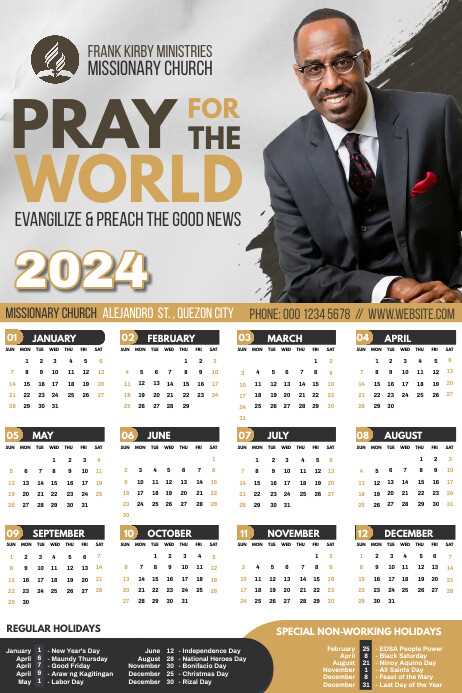 church event calendar template